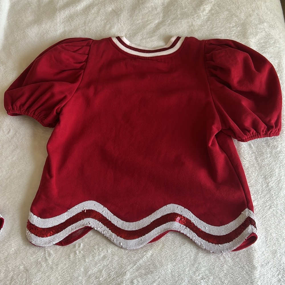 Queen of Sparkles Red and White Wavy Top & Shorts Set - Picture 5 of 10